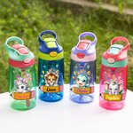 Gepersonaliseerd schattig Fawn kitten cartoon dierenpatroon naam waterfles met siliconen rietje en handvat verjaardag terug naar school Gift voor jongens meisjes