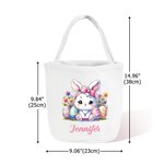 Personalizado lindo pollito conejito de gran capacidad cesta de lona con el nombre de Pascua Huevos de Caza Fiesta de Regalo para Niños Niñas