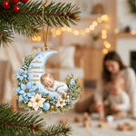 Personalized 1st Christmas Cartoon Baby Photo Hanging Acrylic Ornament with Name and Year Christmas Gift for Newborns New Parents