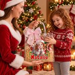 Bolsa transparente con motivos navideños personalizados: de foto a personaje de dibujos animados, con nombre. Regalo de Navidad para niños y niñas