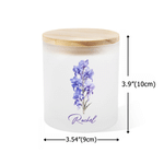 Personalised Birth Flower LED Candle Jar with Name and Wooden Lid Birthday Christmas Gift for Women Girls