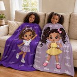 Personalized Cartoon Comic Photo Multicolor Soft Throw Blanket with Name Home Use Birthday Christmas Gift for Kids Teenagers