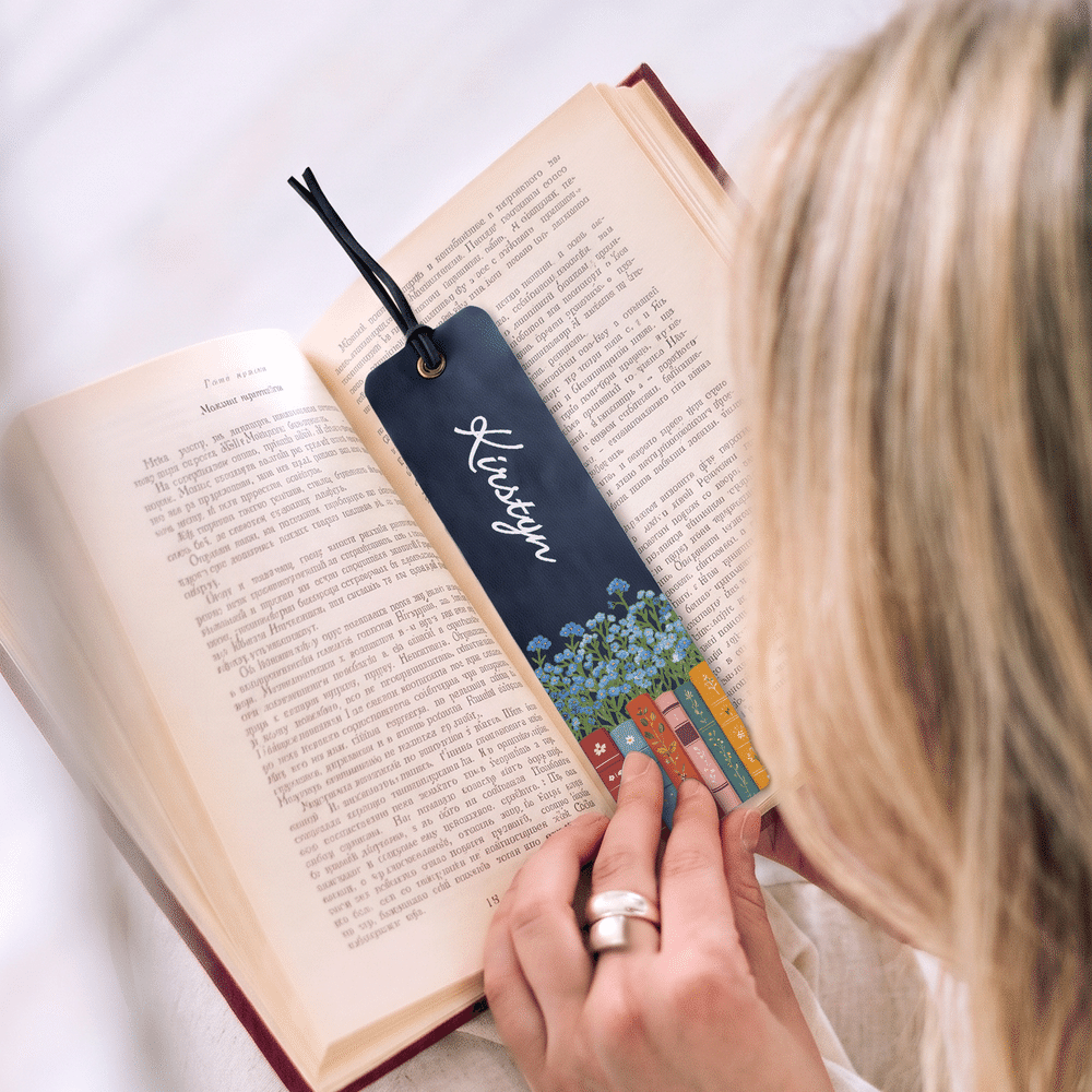Personalized Birth Flower Book PU Leather Bookmark with Name Reading Accessory Birthday Gift for Bookworms Book Lovers 3