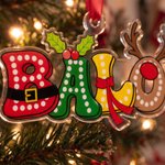Personalized Santa Claus Reindeer Christmas Theme Name Wooden Acrylic Ornament Home Tree Decor Christmas Gift for Family Kid