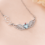 Personalised Heart Birthstone Nurse Hat Angel Wings Sterling Silver Necklace with Name Nurse Week Appreciation Gift for Nurse Medical Staff