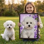 Tablesau sur toile personnalisé représentant votre animal de compagnie, réalisé dans le style d'une peinture à l'huile avec sa fleur de naissance et son nom – Décoration d'intérieur et cadeau d'anniversaire pour les propriétaires d'animaux de compagnie 5