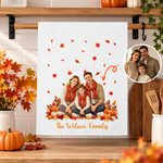 Personalized Autumn Theme Watercolor Style Photo Super Absorbent Tea Towel with Name Thanksgiving Day Housewarming Gift for Family Friend