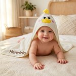 Personalized Puppy Bear Animal Design Coral Fleece Hooded Towel with Embroidered Name Bath Essential Baby Shower Birthday Gift for Baby Kid