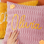 Personalized Flower Accessory Name Soft Corduroy Throw Pillow Home Bedroom Decor Birthday Gift for Women Girls 5