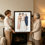 Personalised Minimalist Watercolor Group Photo Canvas Prints with Text Bedroom Decor Wedding Anniversary Gift for Mother Bride