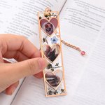 Personalized 1-3 Heart Photos Dried Flower Resin Bookmark with Birthstone Daily Use Birthday Christmas Gift for Pet Owner Bookworm 5
