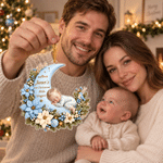 Personalized 1st Christmas Cartoon Baby Photo Hanging Acrylic Ornament with Name and Year Christmas Gift for Newborns New Parents