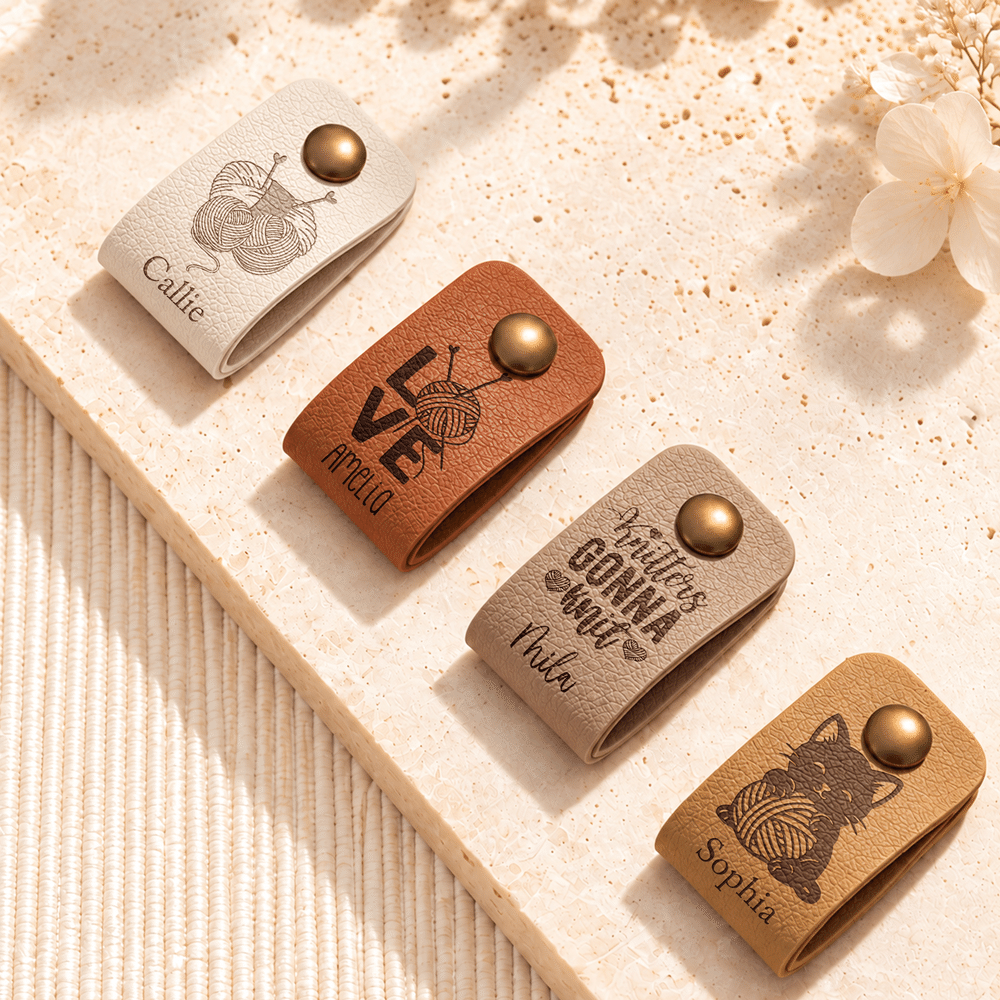 Personalised Retro Icon Handmade PU Leather Tag with Name and Text Handicrafts Shop Sewing Gift for Sewing Lovers 7