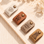 Personalised Retro Icon Handmade PU Leather Tag with Name and Text Handicrafts Shop Sewing Gift for Sewing Lovers 7