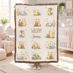 Personalized Classic Winnie the Pooh Tassel Soft Throw Blanket with Name Home Decor Birthday Gift for Kid