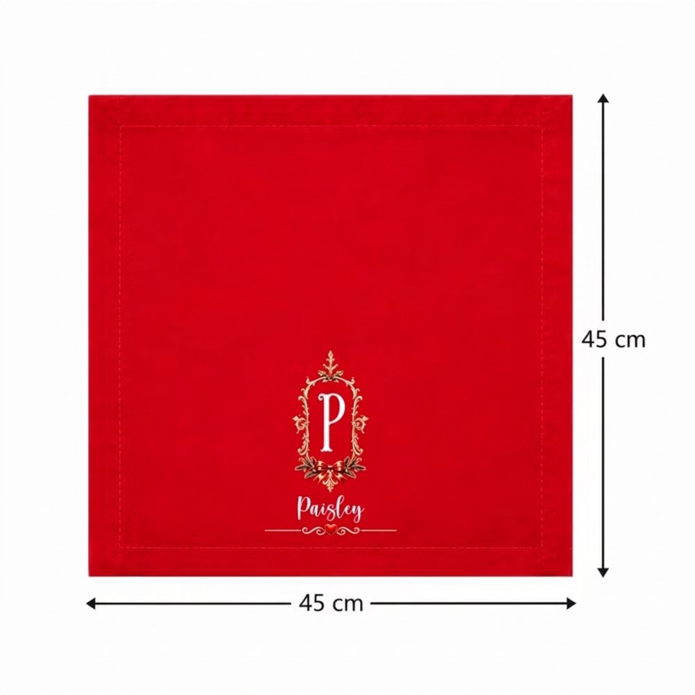 Personalisierte Stoffserviette im Vintage-Stil | mit Namen & Initiale | 100% Baumwolle & Wiederverwendbar | Weihnachtsgeschenk für Familie und Freunde 7