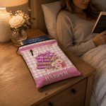 Livres personnalisés sur les fleurs de naissance à l'aquarelle – Housse en cuir PU à motif treillis avec prénom et texte – Cadeau d'anniversaire ou de Noël pour les femmes passionnées de lecture 6
