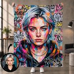 Personalised Street Graffiti Ink Splattered Art Style Photo Soft Throw Blanket with Name Birthday Christmas Gift for Family Friends 1