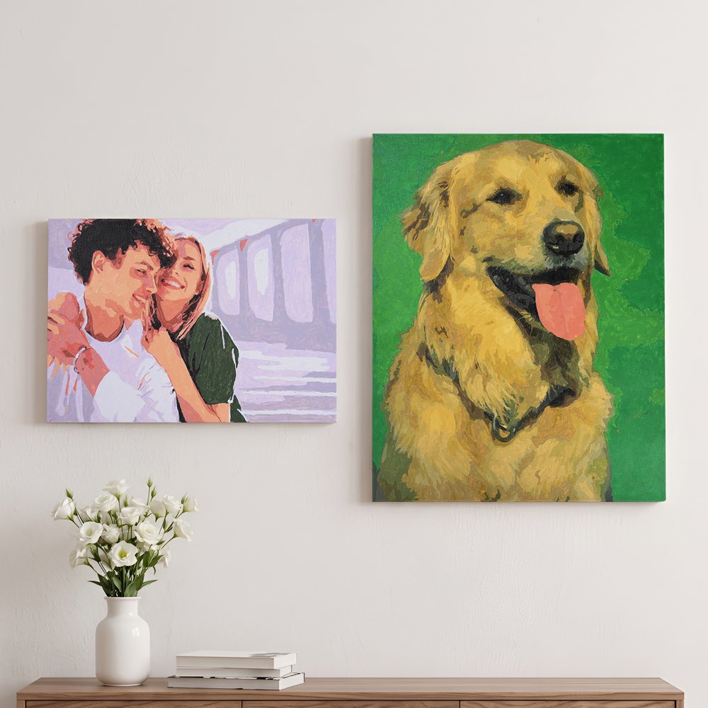 Personalised DIY Portrait Pet Photo Canvas Painting Home Decor Art Birthday Christmas Anniversary Gift for Friends Pet Lovers 2