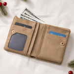 Personalized 3D-Effect Artwork Christmas Photo PU Leather Tri-Fold Wallet with Name and Wrist Strap Christmas Gift for Woman Mother