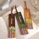 Personalized Birth Flower Book PU Leather Bookmark with Name Reading Accessory Birthday Gift for Bookworms Book Lovers 4