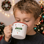 Personalised Multicolour Santa Hat Glitter Letter 12 oz Enamel Mug with Name Daily Use Christmas Gift for Kids 4