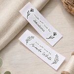 Personalized Botanical Pattern 100% Cotton Sewing Labels Set of 50 with Text Clothing Handmade Item Birthday Gift for Knitting DIY Craft Lovers