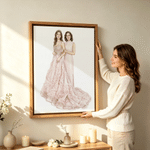 Personalised Minimalist Watercolor Group Photo Canvas Prints with Text Bedroom Decor Wedding Anniversary Gift for Mother Bride