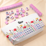 Personalised Birth Flower Chinoiserie Mahjong Tile Bag with Name Daily Use Mahjong Game Night Gift for Mahjong Players