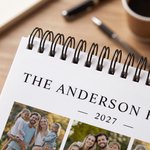 Calendario 2027-2028 con fotos familiares personalizadas y llenas de significado, con texto, para decorar el día a día; recuerdo ideal como regalo de Navidad o de cumpleaños para la familia y los recién casados 7