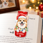 Personalised Christmas Theme Pet Photo Magnetic Bookmark Clip with Name Christmas Birthday Gift for Pet Owners Bookworms