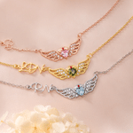 Personalised Heart Birthstone Nurse Hat Angel Wings Sterling Silver Necklace with Name Nurse Week Appreciation Gift for Nurse Medical Staff