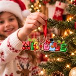 Personalized Santa Claus Reindeer Christmas Theme Name Wooden Acrylic Ornament Home Tree Decor Christmas Gift for Family Kid