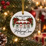 Personalized Our First Christmas As A Mahjong Crew Ceramic Ornament with 2-5 Names Christmas Tree Decor Mahjong Night Gift for Mahjong Group