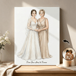 Personalised Minimalist Watercolor Group Photo Canvas Prints with Text Bedroom Decor Wedding Anniversary Gift for Mother Bride