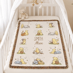 Personalized Classic Winnie the Pooh Tassel Soft Throw Blanket with Name Home Decor Birthday Gift for Kid