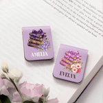 Libri personalizzati con i fiori di nascita multicolori - Segnalibro magnetico in pelle PU con nome - Accessori per la lettura - Regalo di compleanno per gli amanti dei libri
