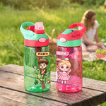 Personalised Pixel Art Style Kid Photo Name 16 oz Kid's Water Bottle with Silicone Straw and Handle Back to School Christmas Gift for Students