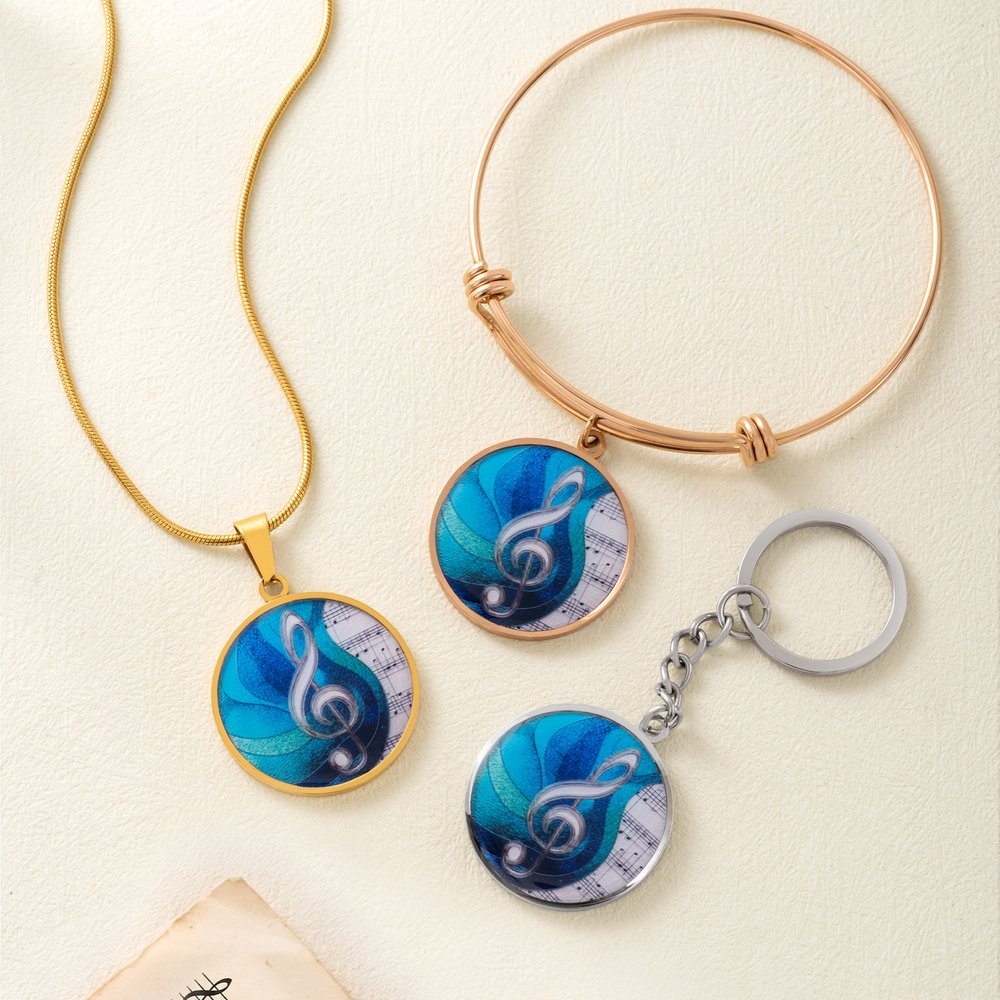 Gepersonaliseerde ketting, sleutelhanger of armband van roestvrij staal met muzieknoot en naam – sierlijke sieraden, verjaardags- of kerstcadeau voor muzikante vrouwen 2