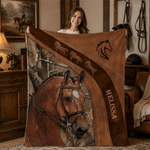 Personalized Vintage Western Cowboy Horse Soft Throw Blanket with Name Living Room Decor Birthday Christmas Gift for Horse Lovers Owners Friends 2