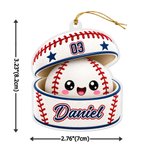 Personalised Cartoon Bun Shape Sports Ball Acrylic Christmas Ornament with Name and Number Home Decor Christmas Gift for Kids Sports Lovers
