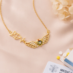 Personalised Heart Birthstone Nurse Hat Angel Wings Sterling Silver Necklace with Name Nurse Week Appreciation Gift for Nurse Medical Staff