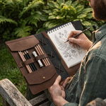 Individuell gestaltete Skizzenbuchhülle im Retro-Stil aus PU-Leder mit Namensaufdruck – ideal zum Skizzieren im Freien, als Geburtstagsgeschenk für Künstler, Maler und Studenten