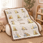 Personalized Classic Winnie the Pooh Tassel Soft Throw Blanket with Name Home Decor Birthday Gift for Kid