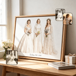 Personalised Minimalist Watercolor Group Photo Canvas Prints with Text Bedroom Decor Wedding Anniversary Gift for Mother Bride