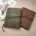 Individuell gestaltete Skizzenbuchhülle im Retro-Stil aus PU-Leder mit Namensaufdruck – ideal zum Skizzieren im Freien, als Geburtstagsgeschenk für Künstler, Maler und Studenten