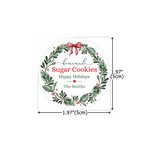 Personalized Christmas Wreath Waterproof Sticker with Dish Name and Family Surname Gift Decor Baking Party Favor Christmas Gift for Cooking Lovers