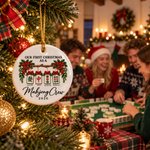 Personalized Our First Christmas As A Mahjong Crew Ceramic Ornament with 2-5 Names Christmas Tree Decor Mahjong Night Gift for Mahjong Group