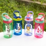 Personalized Adorable Forest Animal 16 oz Kid Water Bottle with Name and Silicone Straw Birthday Back to School Gift for Boys Girls