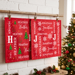 Personalized Christmas Theme Pattern 100% Cotton Reusable Red Napkin with Word Cloud Name Table Decor Christmas Gift for Family Friend 3